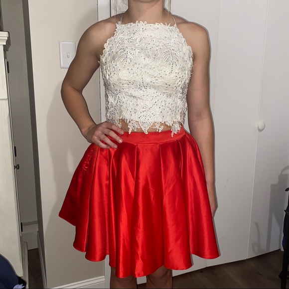 Dave & Johnny Formal 2-Piece Red & White Dress Sz 7/8 - Picture 2 of 16